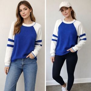 Magic Fit Blue and White Women's Waffle Top 07-0247